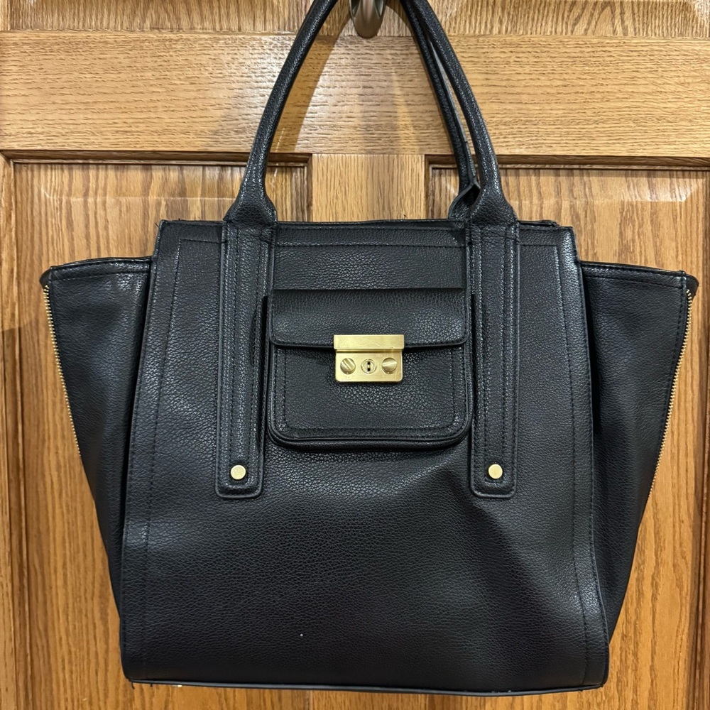 Phillip Lim for Target Large Black Faux Leather Satchel Tote Bag